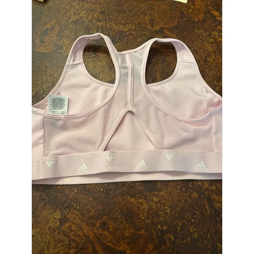 Adidas Powerreact Training Sports Bra Large Baby Pink Gently Worn - Picture 4 of 7